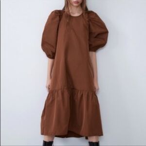 🎈Sale! Zara Brown Puff Sleeve Dress